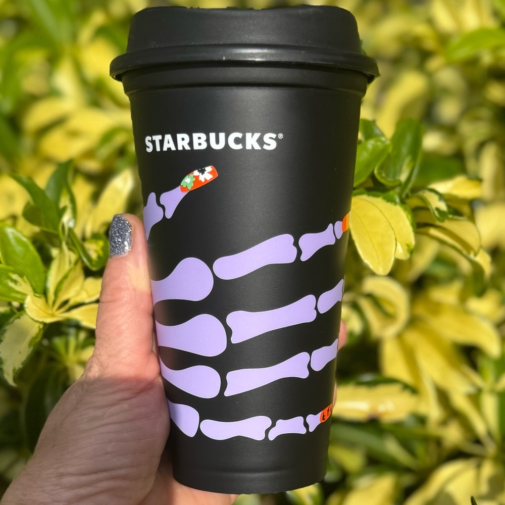 Starbucks 2025 Halloween Skeleton Nails Reusable Hot Cup